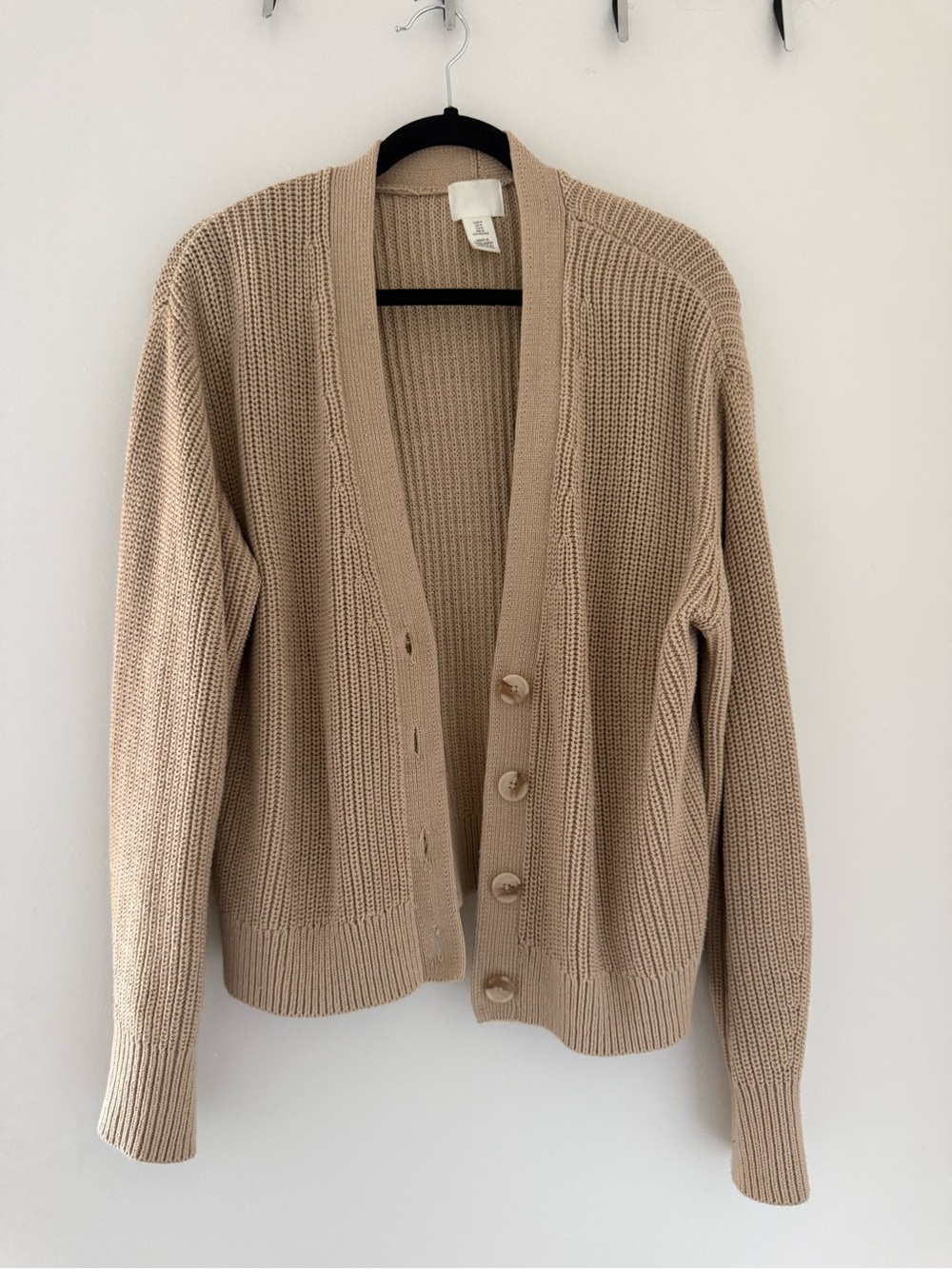H&M Beige Knit Button-Front Cardigan